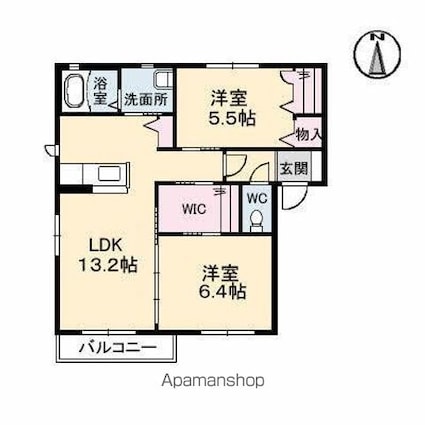 Ｆｅ．モデナ[2LDK/58.1m2]の間取図