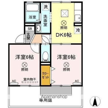 イーストヴィレッジ　Ｂ棟[2DK/41.89m2]の間取図