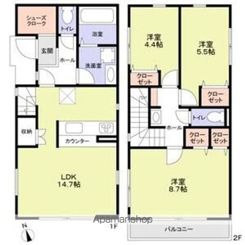 小田急電鉄小田原線 和泉多摩川駅 徒歩7分 2階建 新築の間取り写真