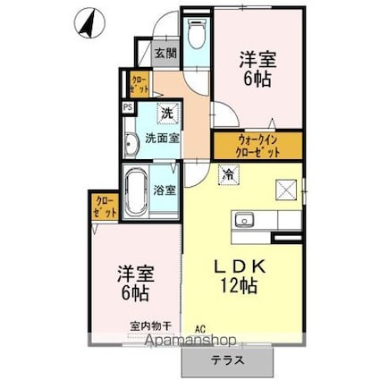 ラグジュアリー・Ｋ[2LDK/57.39m2]の間取図