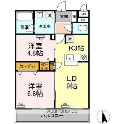 ｓｔａｒ　ｐｅａｒ[2LDK/53.86m2]の間取図