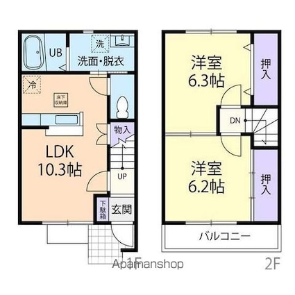 茨城県神栖市知手[2LDK/56.61m2]の間取図