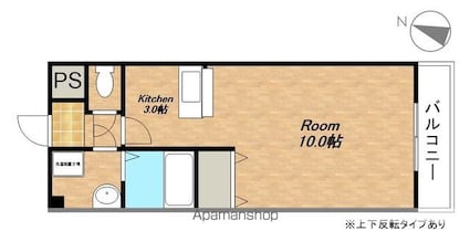 メルベール[1K/30.75m2]の間取図