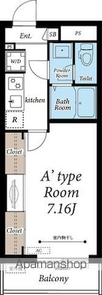 フェリアス長町[1K/24.63m2]の間取図