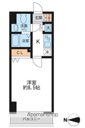 ＨＦ錦糸町レジデンス[1K/25.26m2]の間取図