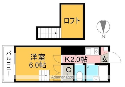 オクトスクエア[1K/18.63m2]の間取図