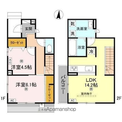 ＤーＬｕｃｅ納定（ディールーチェノウジョウ）[2LDK/66.7m2]の間取図