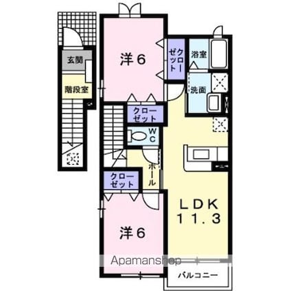 ブルックインパクトαＢ[2LDK/58.48m2]の間取図