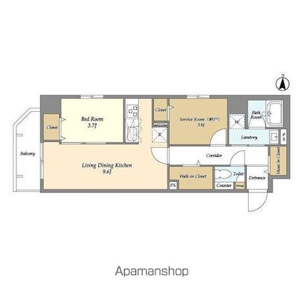 グランエール森下ＷＥＳＴ[1SLDK/46.74m2]の間取図