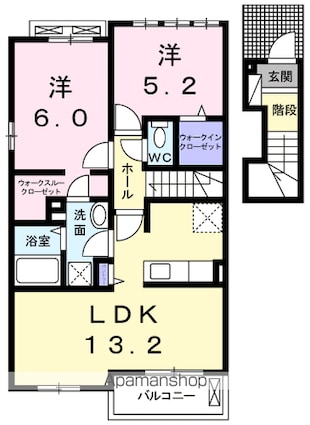 グランハピネス　Ⅲ[2LDK/60.1m2]の間取図