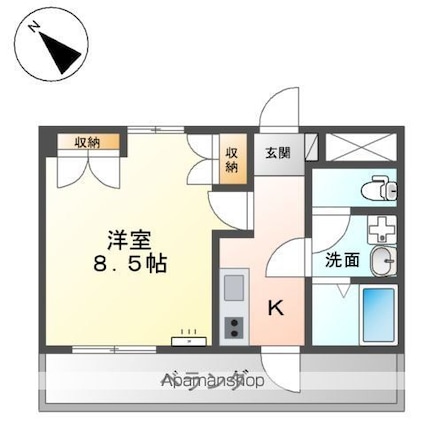 クレールスクエア[1K/28.56m2]の間取図