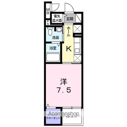 セシリア[1K/27.91m2]の間取図