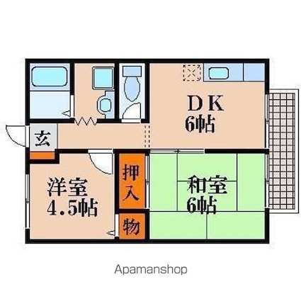 ギオンハイツ[2DK/40.22m2]の間取図