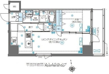 ＺＯＯＭ東新宿[1LDK/40.7m2]の間取図
