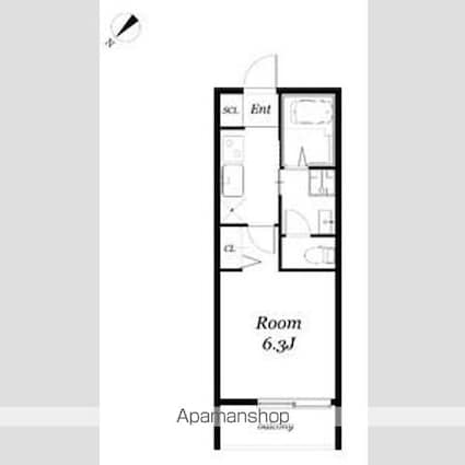 学芸大学駅（名称未定）[1K/21.68m2]の間取図