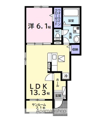 ベリッシモ　ソーレ[1LDK/50.01m2]の間取図