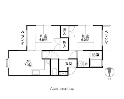 アイリスハイツ[2DK/49.8m2]の間取図