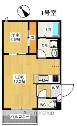 広島県廿日市市住吉１丁目[1LDK/33.12m2]の間取図