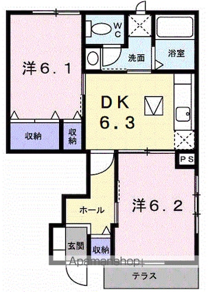 メゾン・ラフィネＡ[2DK/46.92m2]の間取図