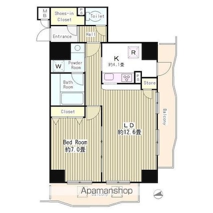 アルブル高輪[1LDK/53.85m2]の間取図