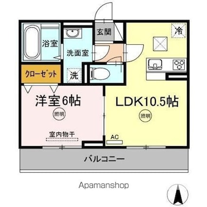 モンレーヴ[1LDK/40.04m2]の間取図
