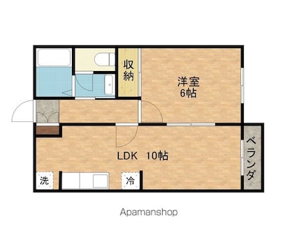 プロパティカオルⅡ[1LDK/39.75m2]の間取図