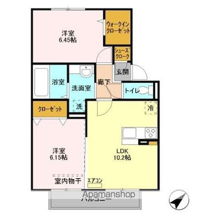 バードネイチャー　Ａ棟[2LDK/53.48m2]の間取図
