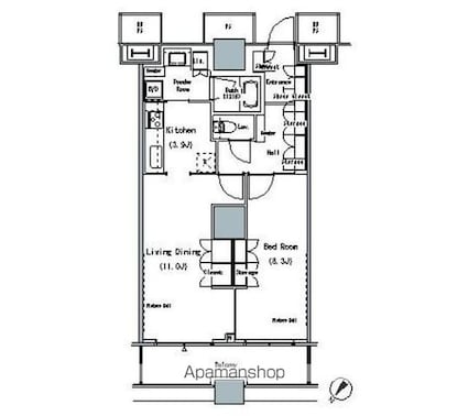 ＴＨＥ　ＴＯＫＹＯ　ＴＯＷＥＲＳ　ＭＩＤＴＯＷＥＲ[1LDK/59.98m2]の間取図