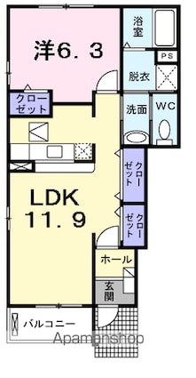 サンリットパル[1LDK/46.49m2]の間取図