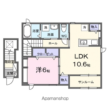 カーサフィオーレ一番館[1LDK/49.15m2]の間取図