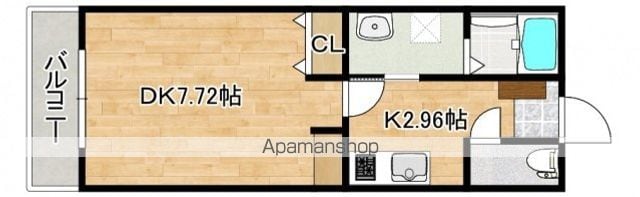広島県広島市中区光南１丁目[1K/28.66m2]の間取図