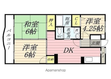 シャンテあきる野[3DK/55.05m2]の間取図