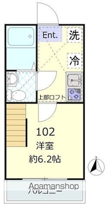 グランデージ鶴見[1K/19.68m2]の間取図
