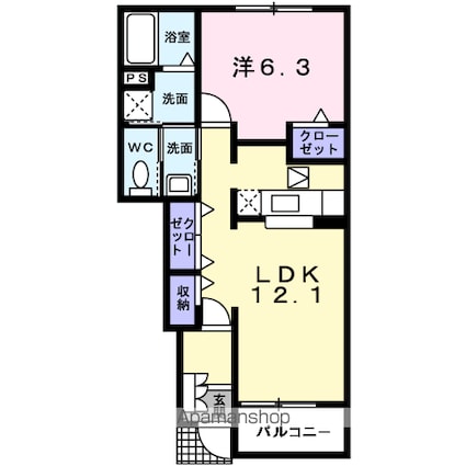 サンリット　ヒル　Ⅱ[1LDK/45.25m2]の間取図