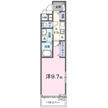 ウエスト　コミタリアⅢ[1K/31.21m2]の間取図