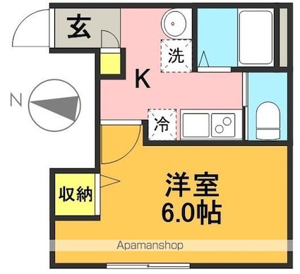 東京都世田谷区松原２丁目[1K/20.7m2]の間取図