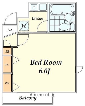 ピア信濃町[1K/18.53m2]の間取図
