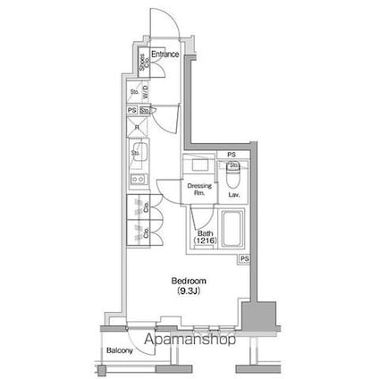 ザ・パークハビオ碑文谷[1R/26.26m2]の間取図