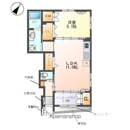 クレシア　ーＣｒｅｃｉａー[1LDK/48.55m2]の間取図