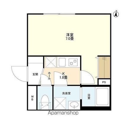 ウェルスクエアイズム大崎[1K/22.72m2]の間取図