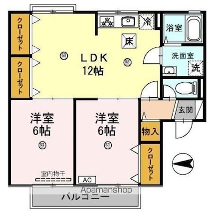 Ｇｒｅｅｎ　Ｈｉｌｌ[2LDK/56.17m2]の間取図