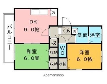 ハイカムール山本[2DK/53m2]の間取図