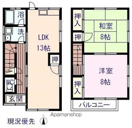 仁井栗原貸戸建住宅Ａ[2LDK/69.54m2]の間取図