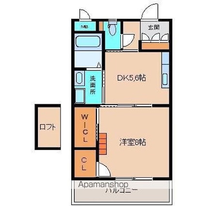 ラ・フォルテ野中[1DK/38.55m2]の間取図