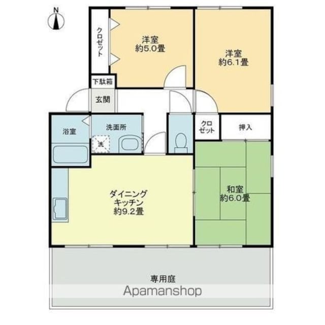 香川県高松市木太町[3DK/58.38m2]の間取図