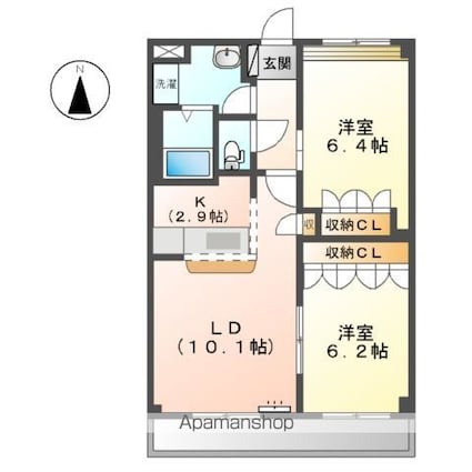 ＱＵＥＥＮ　Ⅱ[2LDK/57.33m2]の間取図