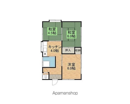 荒尾貸家[3K/49.84m2]の間取図