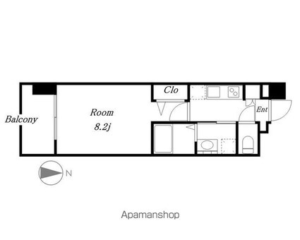 パルティール名駅北[1K/24.8m2]の間取図