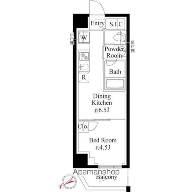 ハーモニーレジデンス新宿[1DK/25.32m2]の間取図