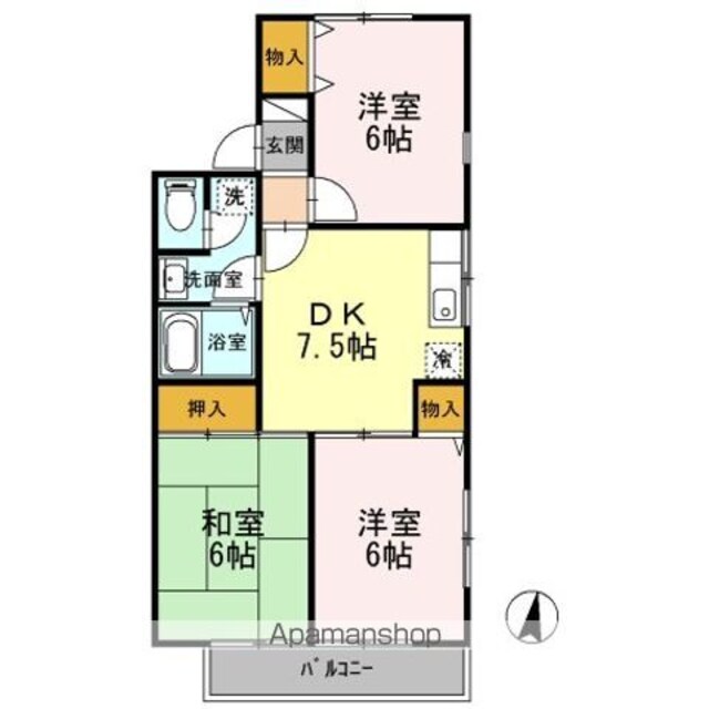 ルミエール・ムラタ　Ｂ[3DK/55.39m2]の間取図